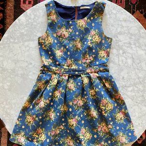 Vintage Inspired Denim Floral Dress